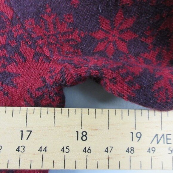 Neve Women Full Zip Sweater M Red Merino Wool Snowflake Maya Performance 292 - Picture 7 of 9